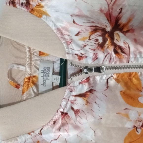 Charlotte  Russe orange and pink floral satin jacket - Picture 2 of 2